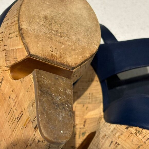 Yves Saint Laurent Womens Deauville Cork Heel Wedge Sandals Black Size 39 - Picture 11 of 12